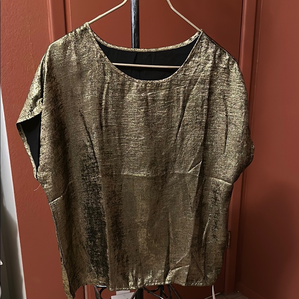 Gray Boxy Short Sleeve Blouse
